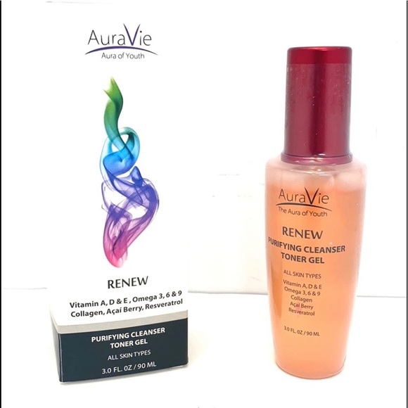 AuraVie Renew Purifying Cleanser Toning Gel 3 oz